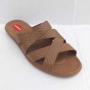 Okabashi Cross Strap Slide Sandals-Size L/9.5-10.5-Eco Friendly-Arch Support-Tan